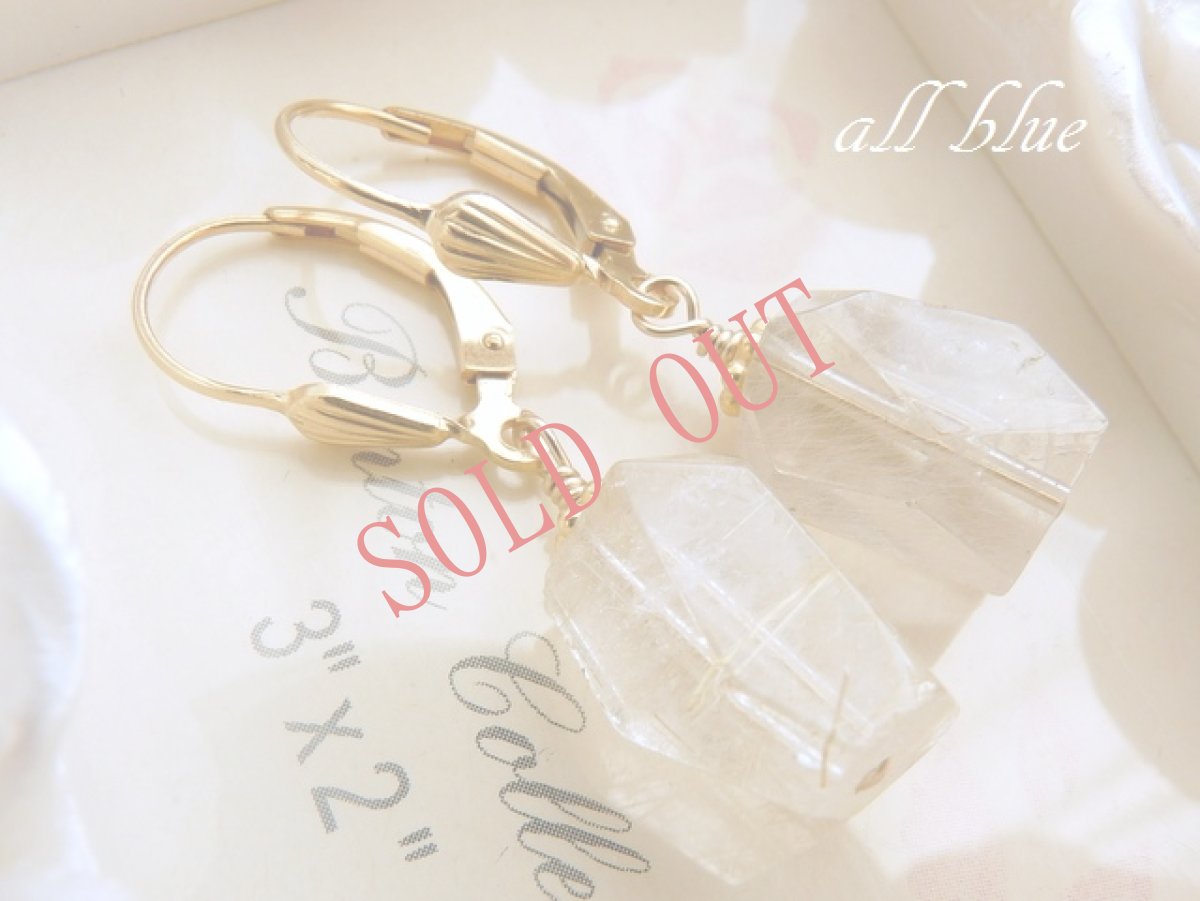 画像4: 第３・７チャクラ【最高の金運・事業の成功・エネルギー・危険察知・強い信頼関係】ルチルクォーツ*タンブル*　レバーバックピアス　14ｋｇｆ　B (4)