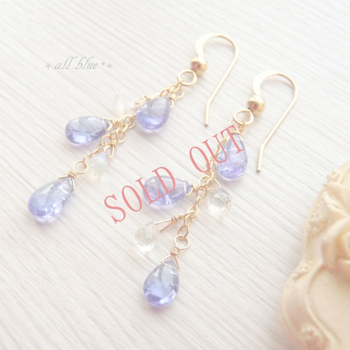 画像3: 【願望達成・問題解決・成功の石】宝石質タンザナイトAAAA×レインボームーンストーン　*しずく* 鈴なり　ロングピアス　14kgf (3)