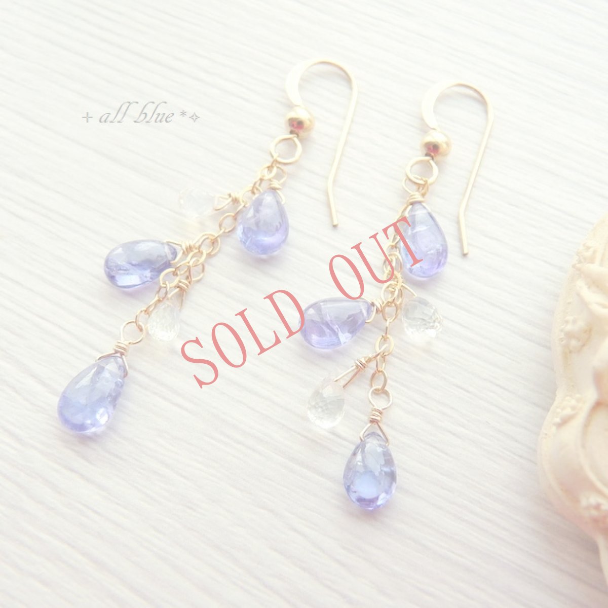 画像5: 【願望達成・問題解決・成功の石】宝石質タンザナイトAAAA×レインボームーンストーン　*しずく* 鈴なり　ロングピアス　14kgf (5)