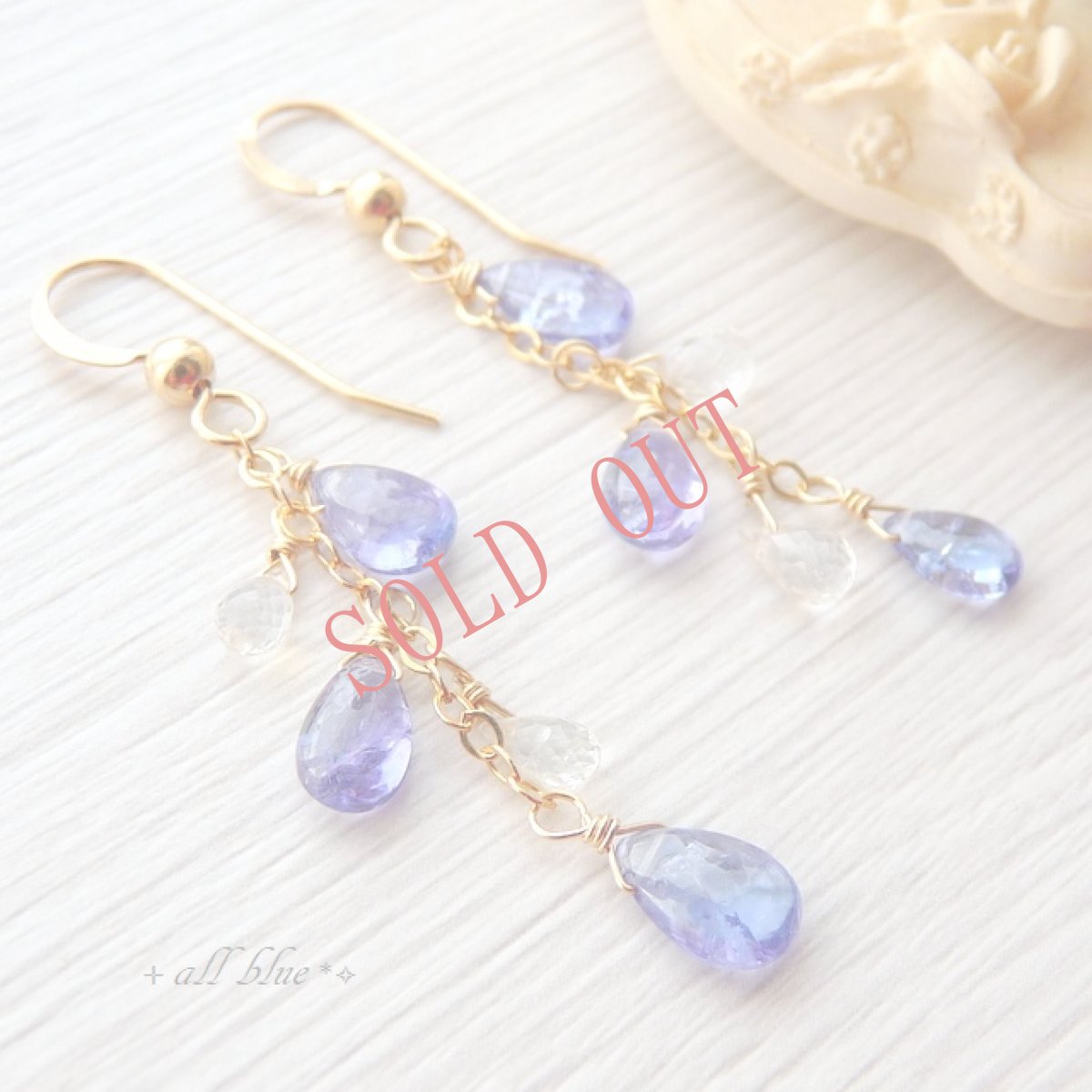 画像4: 【願望達成・問題解決・成功の石】宝石質タンザナイトAAAA×レインボームーンストーン　*しずく* 鈴なり　ロングピアス　14kgf (4)