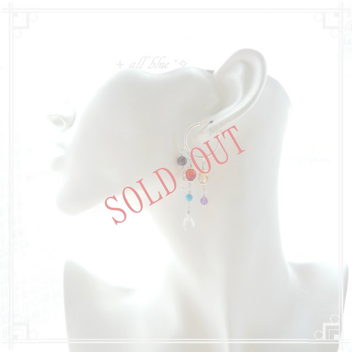 画像5: ★天然石MIX★７チャクラピアス　（ガーネット・カーネリアン・シトリン・ローズクォーツ・ターコイズ・アメジスト・水晶）Silver925フープピアス　M　 (5)